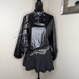 Black faux leather long sleeve